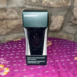 NWT 2024 Starbucks Black Faceted Cold Cup Ornament Keychain